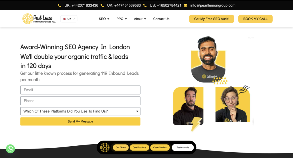 Pearl lemon cold outbound agency United Kingdom